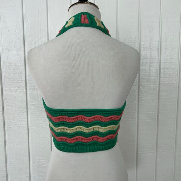 Cotton Candy Women Sleeveless Knit Halter Tank Top Green Boho Beach Size Medium - Picture 6 of 7